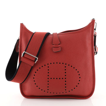 Hermes Evelyne Crossbody Gen III Clemence PM Red 442421