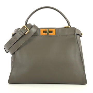 Fendi Peekaboo Bag Rigid Leather Regular Gray 442451