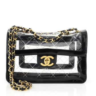 Chanel Vintage Naked Flap Bag Quilted PVC Maxi Black 4426014