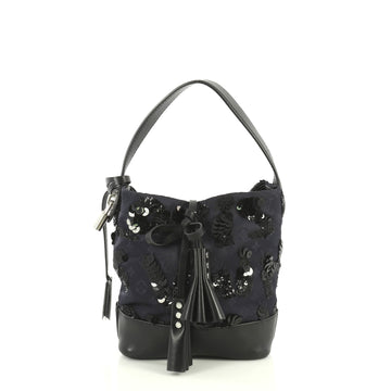 Louis Vuitton NN14 Spotlight Bucket Bag Sequin Graffiti Monogram Nylon PM Black 4426022