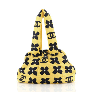 Chanel Vintage Frame Shoulder Bag Printed Canvas Small Yellow 4426045