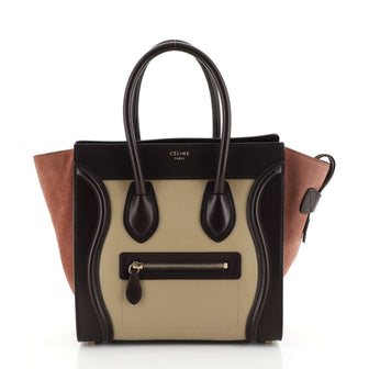 Celine Tricolor Luggage Handbag Leather Micro Multi color 4426053