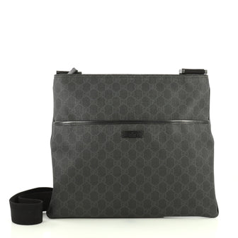 Gucci Zip Top Messenger Bag GG Coated Canvas Large Black 4426059