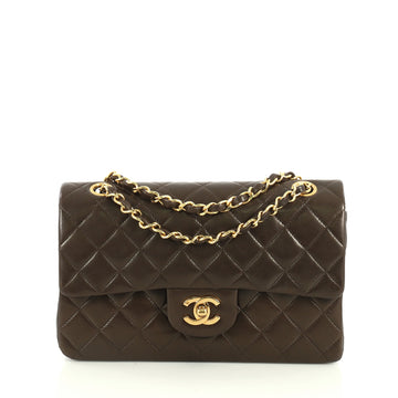 Chanel Vintage Classic Double Flap Bag Quilted Lambskin Small Brown 44...