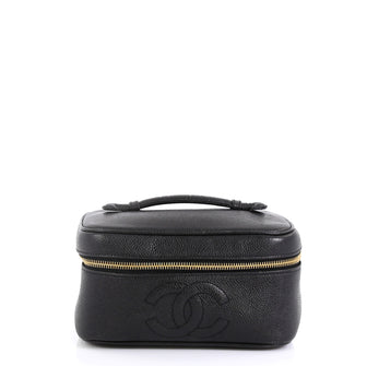 Chanel Vintage Timeless Cosmetic Case Caviar Medium Black 442661
