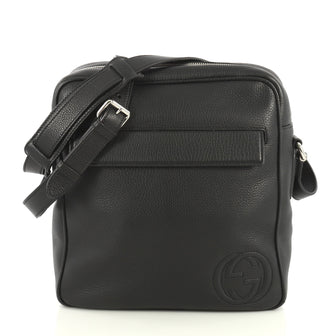 Gucci Soho Front Pocket Messenger Bag Leather Medium Black 442773