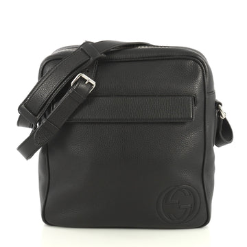 Gucci Soho Front Pocket Messenger Bag Leather Medium Black 442773