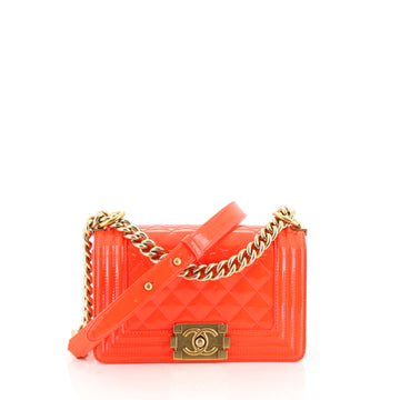 Chanel Boy Flap Bag Quilted Patent Small