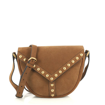 Saint Laurent Y Studs Crossbody Bag Suede Small Brown 442911