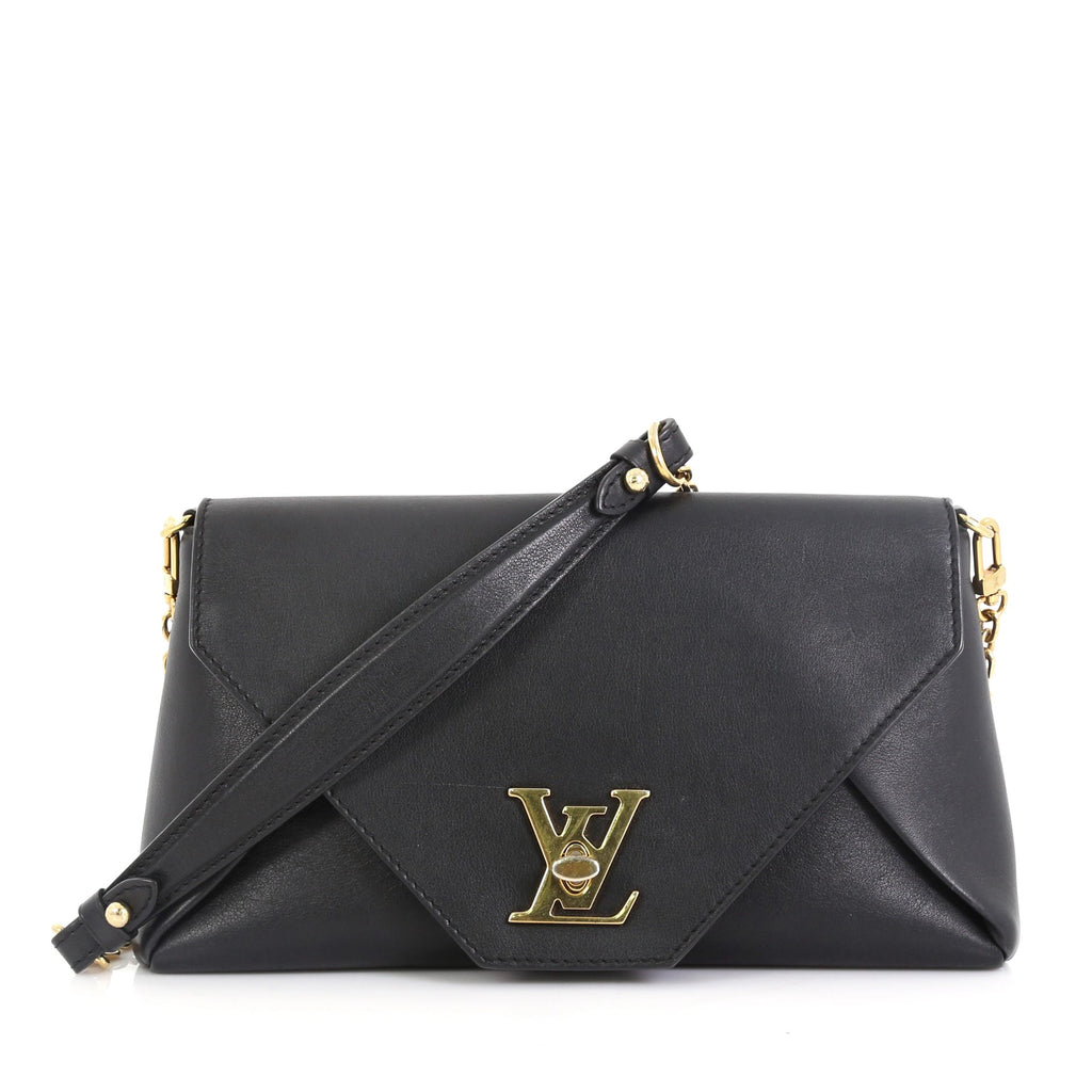 Louis Vuitton Love Note Chain Clutch Leather Black 443024