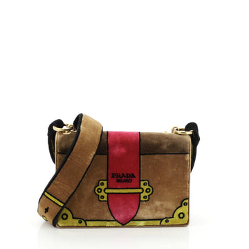 Prada Cahier Crossbody Bag Printed Velvet Small