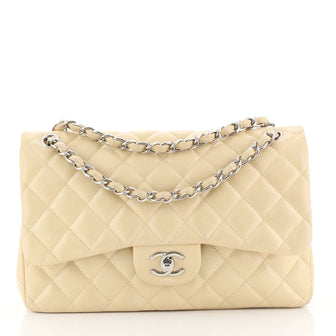 Chanel Classic Double Flap Bag Quilted Caviar Jumbo Neutral 443031
