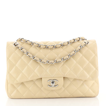 Chanel Classic Double Flap Bag Quilted Caviar Jumbo Neutral 443031