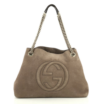 Gucci Soho Chain Strap Shoulder Bag Nubuck Medium Neutral 4430424