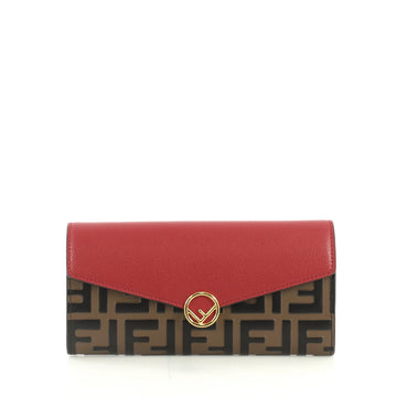 Fendi Continental Envelope Wallet Leather and Logo Embossed Leather  4430427