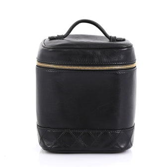 Chanel Vintage Cosmetic Case Lambskin Tall Black 4430429