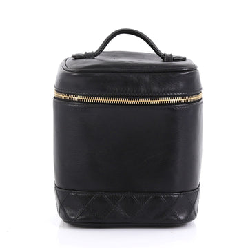 Chanel Vintage Cosmetic Case Lambskin Tall Black 4430429