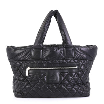 Chanel Coco Cocoon Zipped Tote Quilted Nylon Large Black 4430434