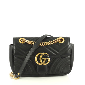 Gucci GG Marmont Flap Bag Matelasse Leather Mini Black 443051