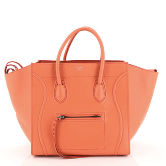 Celine Phantom Bag Textured Leather Medium Orange 443071