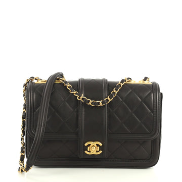 Chanel Elegant CC Flap Bag Quilted Lambskin Medium Black 443082