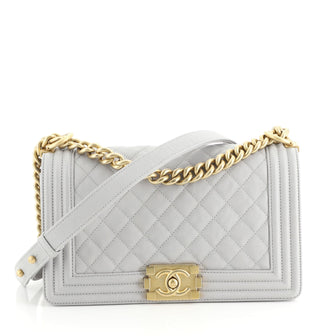 Chanel Boy Flap Bag Quilted Caviar Old Medium Gray 443101
