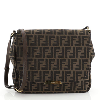 Fendi Flap Crossbody Bag Zucca Canvas Medium Brown 443202