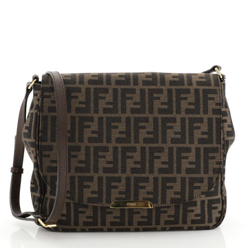 Fendi Flap Crossbody Bag Zucca Canvas Medium Brown 443202
