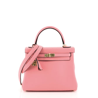 Hermes Kelly Handbag Pink Swift with Gold Hardware 25 Pink 4432922