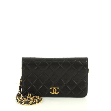 Chanel Vintage 3 Way Full Flap Bag Quilted Lambskin Mini Black 443321