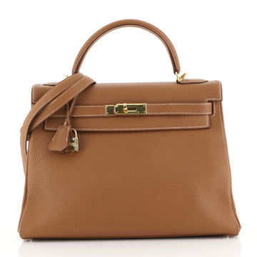 Hermes Kelly Handbag Brown Togo with Gold Hardware 32 Brown 4433220