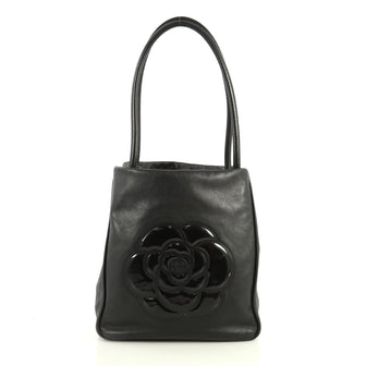 Chanel Camellia Tote Lambskin Medium Black 443327