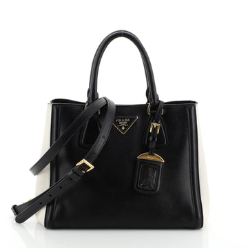 Prada Bicolor Lux Convertible Open Tote Saffiano Leather Small