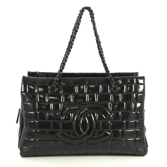 Chanel Frozen Zip Shoulder Bag Quilted Vinyl Large Black 443361