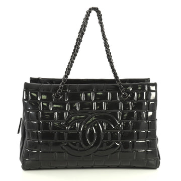 Chanel Frozen Zip Shoulder Bag Quilted Vinyl Large Black 443361