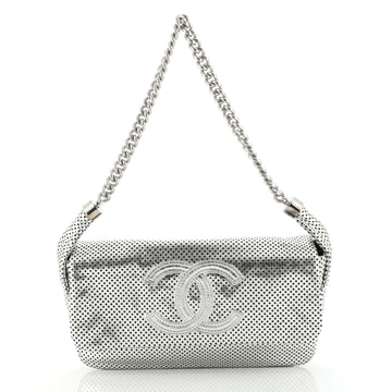 Chanel Rodeo Drive Flap Bag Perforated Leather Medium Silver 443363