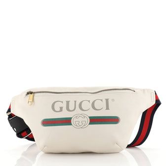 Gucci Logo Belt Bag Printed Leather Medium White 443381