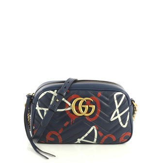 Gucci GG Marmont Shoulder Bag GucciGhost Matelasse Leather Small Blue 443391