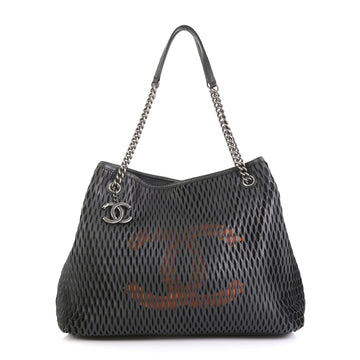 Chanel CC Logo Charm Tote Perforated Leather Medium