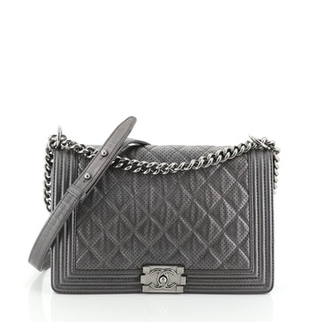 Chanel Boy Flap Bag Quilted Perforated Lambskin New Medium