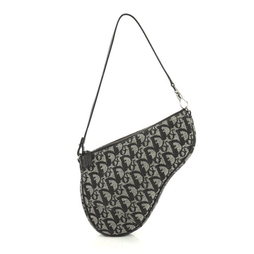Christian Dior Vintage Saddle Bag Diorissimo Canvas Mini Black 443431