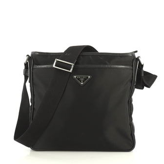Prada Zip Messenger Bag Tessuto Medium Black 443432