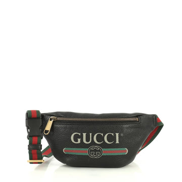 Gucci Logo Belt Bag Printed Leather Small Black 443461