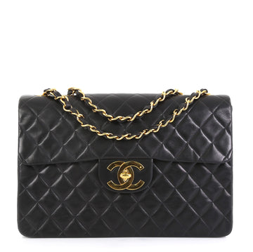 Chanel Vintage Classic Single Flap Bag Quilted Lambskin Maxi Black 443491
