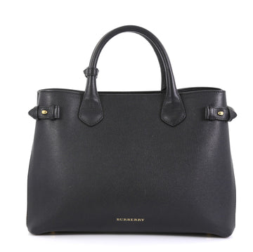 Burberry Banner Convertible Tote Leather and House Check Canvas Medium