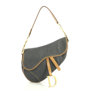 Christian Dior Vintage Saddle Bag Denim Medium Blue 443601