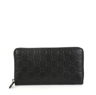 Gucci Signature Zip Around Wallet Guccissima Leather Black 443711