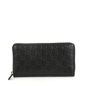 Gucci Signature Zip Around Wallet Guccissima Leather Black 443711
