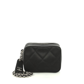 Chanel Camera Bag Quilted Satin Mini Black 443803