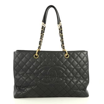 Chanel Grand Shopping Tote Quilted Caviar XL Black 443805